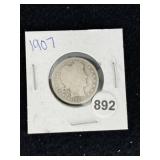 1907 Barber Quarter Coin