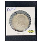 1964 D Kennedy Half Dollar Silver Coin