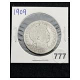 1909 Barber Half Dollar Silver Coin