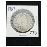 1908 Barber Half Dollar Silver Coin