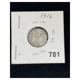 1916 Barber Dime Coin