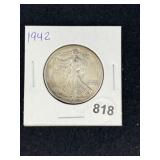 1942 Walking Liberty Half Dollar Silver Coin