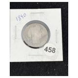 1890 Barber Quarter Coin
