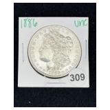 1886 UNC Morgan Silver Dollar Coin