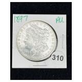 1897 AU Morgan Silver Dollar Coin