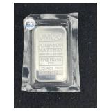 One Troy Ounce .999 Fine Silver Bar