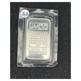 One Troy Ounce .999 Fine Silver Bar