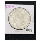 1881 O Morgan Silver Dollar Coin