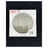 1922 D Peace Silver Dollar Coin