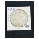 1922 D Peace Silver Dollar Coin