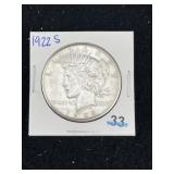 1922 S Peace Silver Dollar Coin