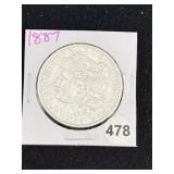 1887 Morgan Silver Dollar Coin