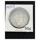 1915 S Barber Half Dollar Silver Coin