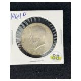 1964 D Kennedy Half Dollar Silver Coin