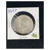 1964 D Kennedy Half Dollar Silver Coin