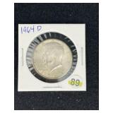 1964 D Kennedy Half Dollar Silver Coin