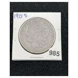 1921 S Morgan Silver Dollar Coin