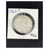 1963 D Franklin Half Dollar Silver Coin