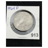 1964 D Kennedy Half Dollar Silver Coin