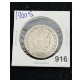 1900 S Barber Half Dollar Silver Coin