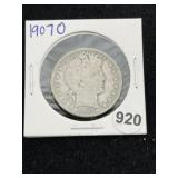1907 O Barber Half Dollar Silver Coin