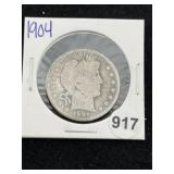 1904 Barber Half Dollar Silver Coin