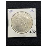 1921 UNC Morgan Silver Dollar Coin