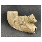 Fox Effigy Stone Pipe Indian Artifact Arrowhead