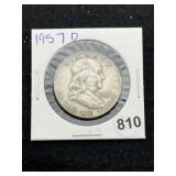 1957 D Franklin Half Dollar Silver Coin