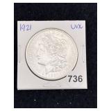 1921 UNC Morgan Silver Dollar Coin