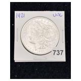 1921 UNC Morgan Silver Dollar Coin