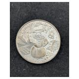 1990 Holiday 1 Ounce .999 Fine Silver Coin