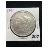 1891 Morgan Silver Dollar Coin