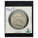 1963 D Franklin Half Dollar Silver Coin