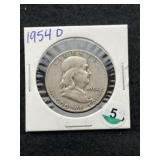 1954 D Franklin Half Dollar Silver Coin