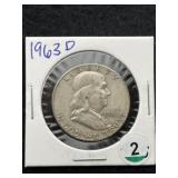 1963 D Franklin Half Dollar Silver Coin