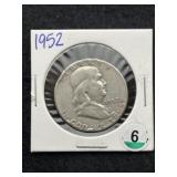 1952 Franklin Half Dollar Silver Coin