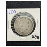 1900 Barber Half Dollar Silver Coin