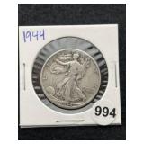 1944 Walking Liberty Half Dollar Silver Coin
