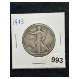 1943 Walking Liberty Half Dollar Silver Coin