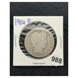 1906 Barber Half Dollar Silver Coin