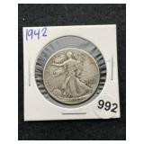 1942 Walking Liberty Half Dollar Silver Coin