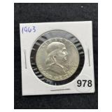 1963 Franklin Half Dollar Silver Coin