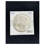 1921 UNC Morgan Silver Dollar Coin