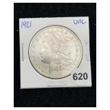 1921 UNC Morgan Silver Dollar Coin