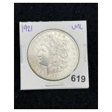 1921 UNC Morgan Silver Dollar Coin