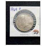1964 D Kennedy Half Dollar Silver Coin