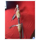 Antler Pipe with Wooden Beaded Pipe Stem Indian Ar