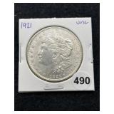 1921 UNC Morgan Silver Dollar Coin