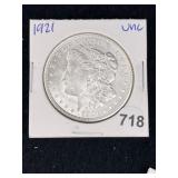 1921 UNC Morgan Silver Dollar Coin